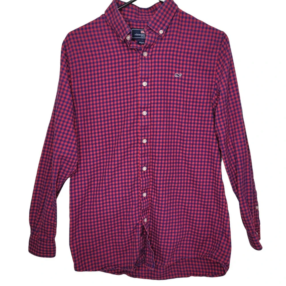 Vineyard Vines Button Down Whale Shirt‎ Youth Size XL (18) Red Blue Logo